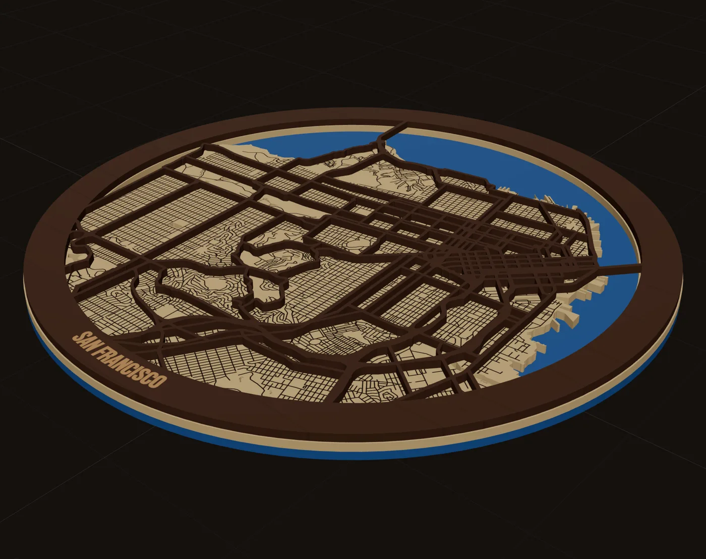 San Francisco, a layered laser-cut map