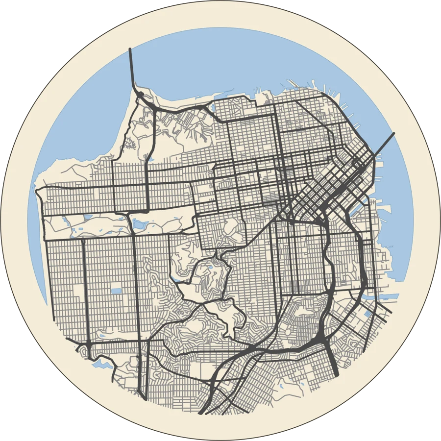 San Francisco printed in the Classic map theme