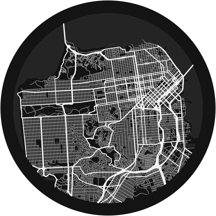 San Francisco printed in the Noir theme