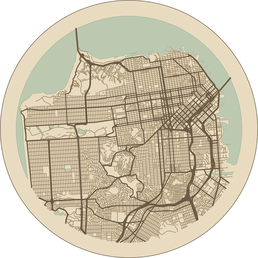 San Francisco printed in the Vintage theme